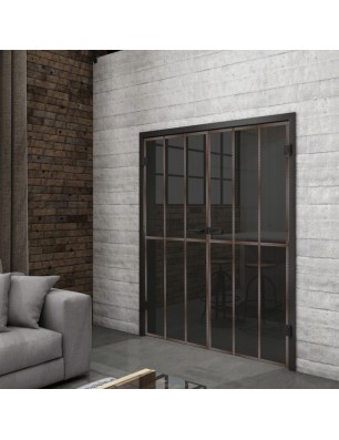 Ganzglastür Loft Rosteisen Genietet 12 Auf Grauglas