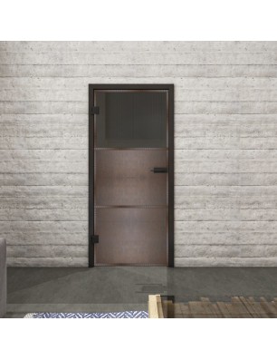 Ganzglastür Loft Rosteisen Genietet 15 Auf Grauglas