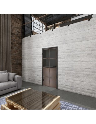 Ganzglastür Loft Rosteisen Genietet 18 Auf Grauglas
