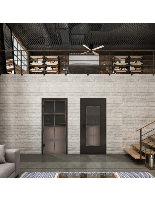 Ganzglastür Loft Rosteisen Genietet 18 Auf Grauglas