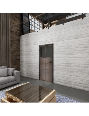 Ganzglastür Loft Rosteisen Genietet 19 Auf Grauglas