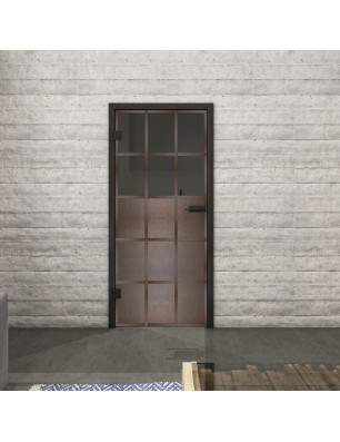 Ganzglastür Loft Rosteisen Genietet 21 Auf Grauglas