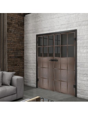 Ganzglastür Loft Rosteisen Genietet 21 Auf Grauglas