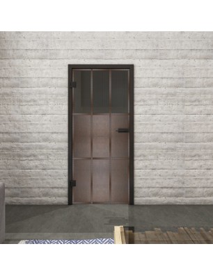 Ganzglastür Loft Rosteisen Genietet 22 Auf Grauglas