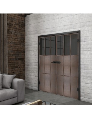 Ganzglastür Loft Rosteisen Genietet 23 Auf Grauglas