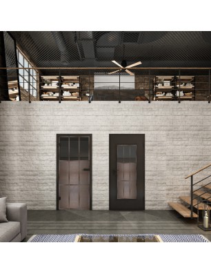 Ganzglastür Loft Rosteisen Genietet 23 Auf Grauglas