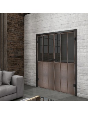 Ganzglastür Loft Rosteisen Genietet 24 Auf Grauglas