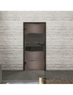 Ganzglastür Loft Rosteisen Genietet 25 Auf Grauglas