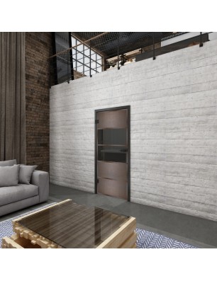 Ganzglastür Loft Rosteisen Genietet 25 Auf Grauglas