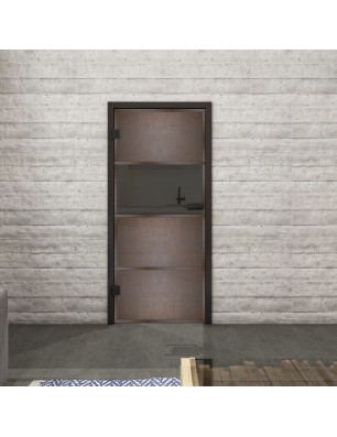 Ganzglastür Loft Rosteisen Genietet 26 Auf Grauglas