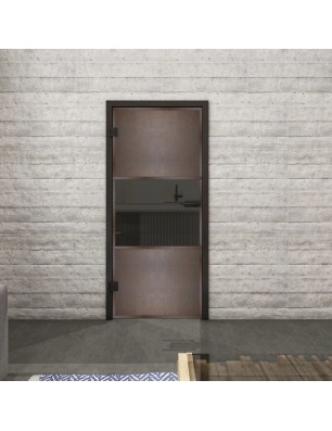 Ganzglastür Loft Rosteisen Genietet 27 Auf Grauglas