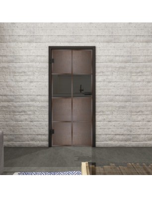 Ganzglastür Loft Rosteisen Genietet 29 Auf Grauglas