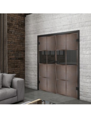 Ganzglastür Loft Rosteisen Genietet 29 Auf Grauglas