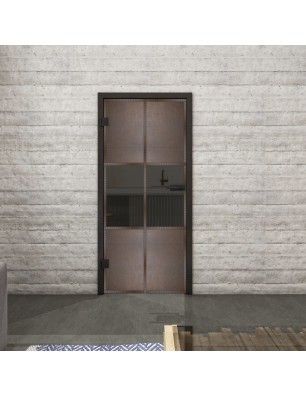 Ganzglastür Loft Rosteisen Genietet 30 Auf Grauglas