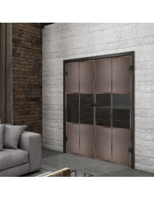 Ganzglastür Loft Rosteisen Genietet 30 Auf Grauglas