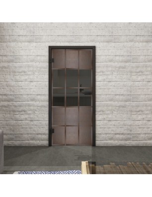 Ganzglastür Loft Rosteisen Genietet 31 Auf Grauglas