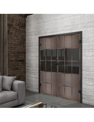 Ganzglastür Loft Rosteisen Genietet 31 Auf Grauglas