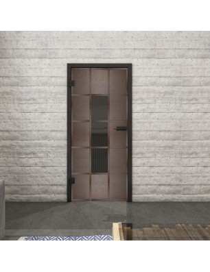 Ganzglastür Loft Rosteisen Genietet 34 Auf Grauglas