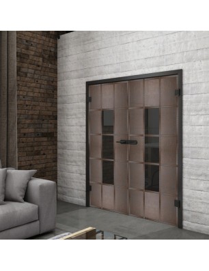 Ganzglastür Loft Rosteisen Genietet 34 Auf Grauglas