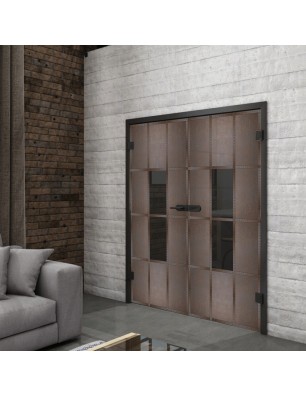 Ganzglastür Loft Rosteisen Genietet 35 Auf Grauglas