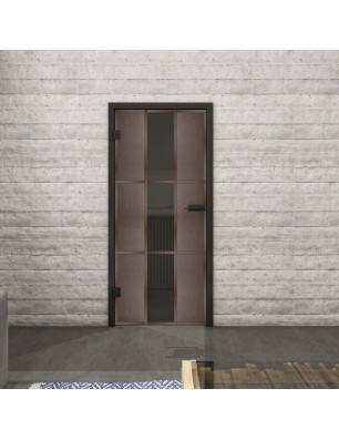 Ganzglastür Loft Rosteisen Genietet 36 Auf Grauglas