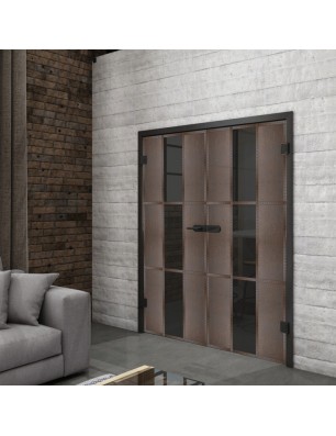 Ganzglastür Loft Rosteisen Genietet 36 Auf Grauglas