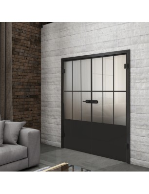 Ganzglastür Loft Schwarzlack 03 Blickdicht-modernes Zuhause