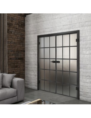 Ganzglastür Loft Schwarzeisen Genietet 09 Blickdicht