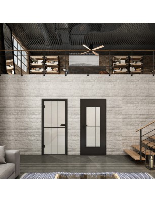 Ganzglastür Loft Schwarzlack 12 Blickdicht-modernes Zuhause