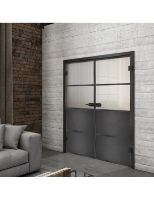 Ganzglastür Loft Schwarzeisen Genietet 14 Blickdicht