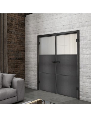 Ganzglastür Loft Schwarzeisen Genietet 15 Blickdicht