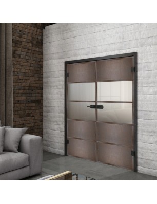 Ganzglastür Loft Rosteisen Genietet 25 Blickdicht