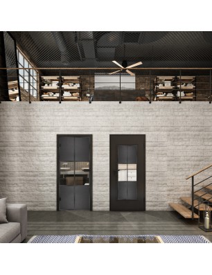 Lichtausschnitt Loft Schwarzeisen Genietet 30 Auf Klarglas