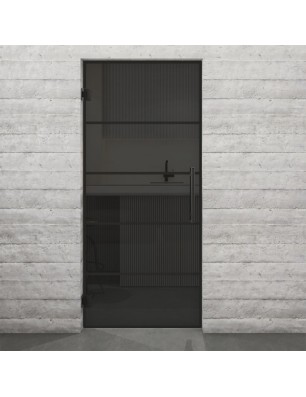 Pendeltür Loft Schwarzlack 01 Auf Grauglas-modernes Zuhause