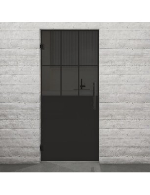 Pendeltür Loft Schwarzlack 28 Auf Grauglas-modernes Zuhause