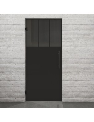 Pendeltür Loft Schwarzlack 29 Auf Grauglas-modernes Zuhause