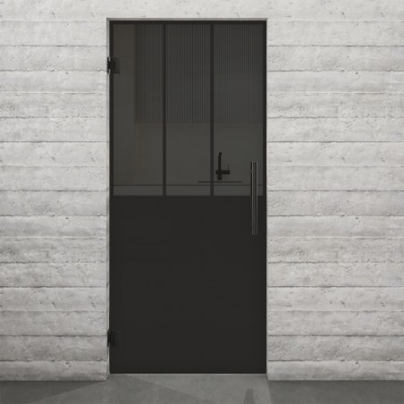 Pendeltür Loft Schwarzlack 30 Auf Grauglas-modernes Zuhause