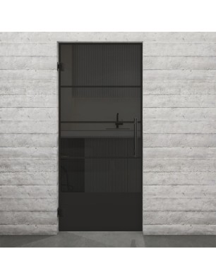 Pendeltür Loft Schwarzlack 31 Auf Grauglas-modernes Zuhause