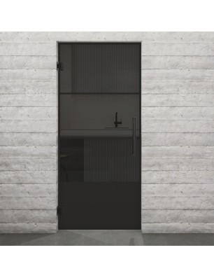 Pendeltür Loft Schwarzlack 32 Auf Grauglas-modernes Zuhause