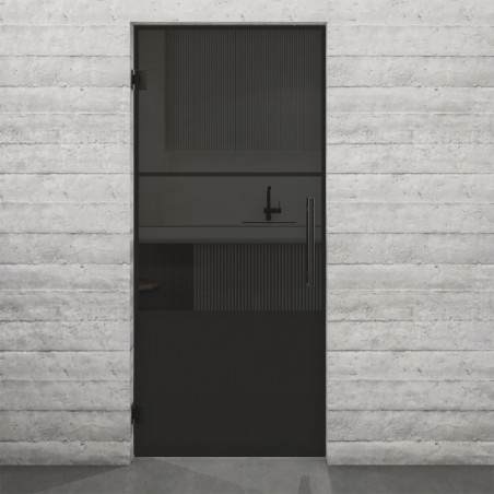 Pendeltür Loft Schwarzlack 33 Auf Grauglas-modernes Zuhause