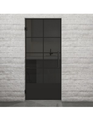 Pendeltür Loft Schwarzlack 34 Auf Grauglas-modernes Zuhause