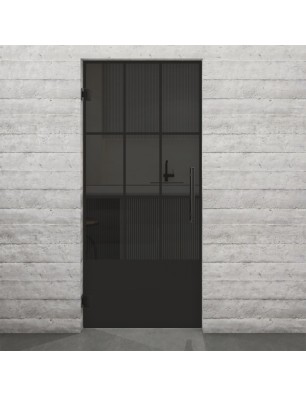 Pendeltür Loft Schwarzlack 38 Auf Grauglas-modernes Zuhause