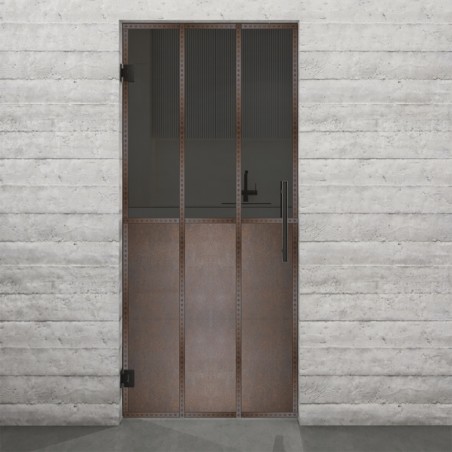 Pendeltür Loft Rosteisen Genietet 24 Auf Grauglas