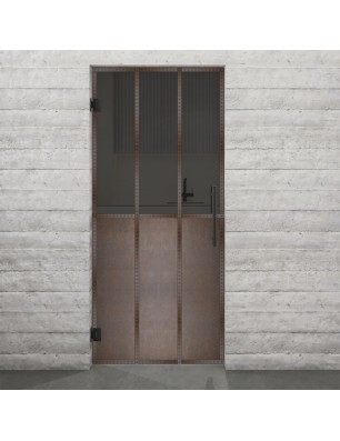 Pendeltür Loft Rosteisen Genietet 24 Auf Grauglas