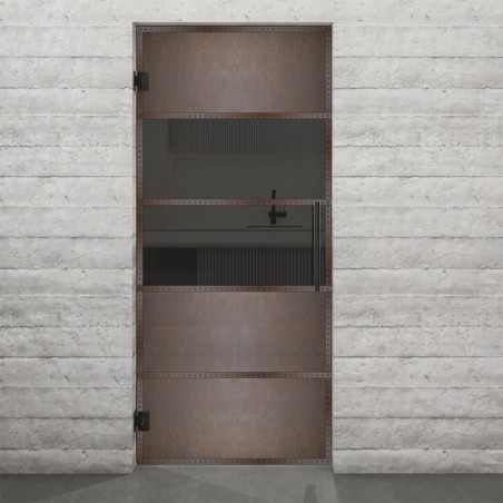 Pendeltür Loft Rosteisen Genietet 25 Auf Grauglas