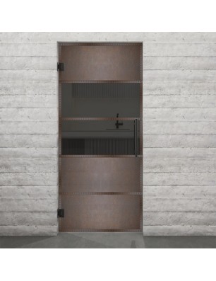 Pendeltür Loft Rosteisen Genietet 25 Auf Grauglas