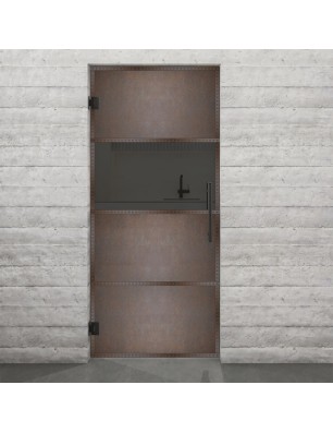 Pendeltür Loft Rosteisen Genietet 26 Auf Grauglas