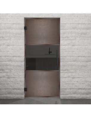 Pendeltür Loft Rosteisen Genietet 27 Auf Grauglas