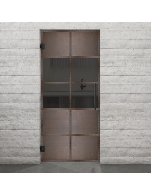 Pendeltür Loft Rosteisen Genietet 28 Auf Grauglas