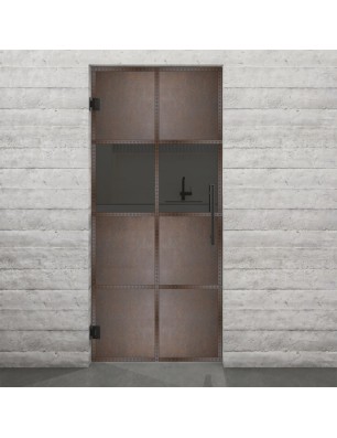 Pendeltür Loft Rosteisen Genietet 29 Auf Grauglas